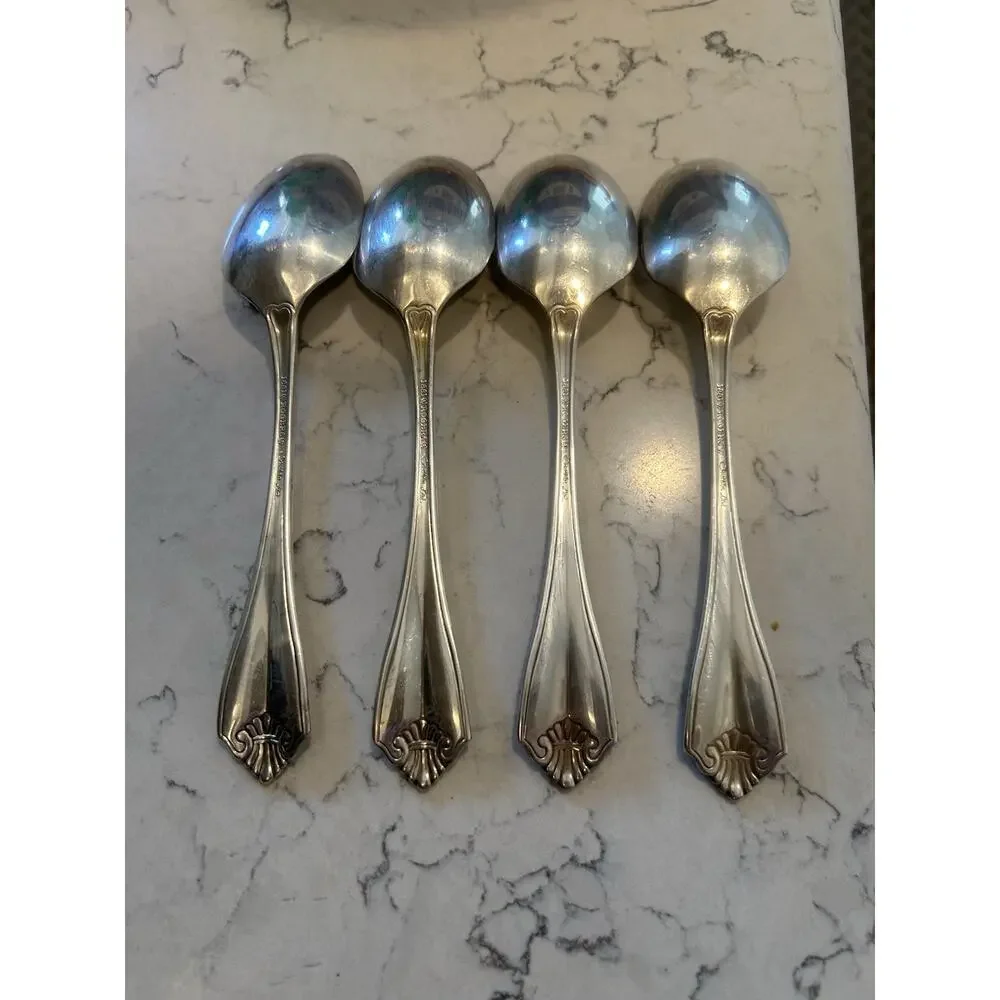 Vtg‎ Rogers Oneida 1811 King James Silverplate Dinner Spoons Set of 4 Flatware